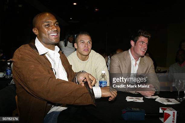 The Bachelor Jesse Palmer, NY Giants Ryan Hoag and Amani Toomer attend the "Viewing Party for ABC's The Bachelor" at Planet Hollywood in Times Square...