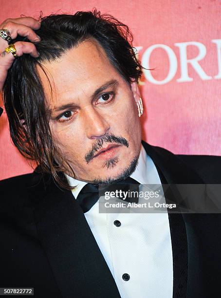 Actor Johnny Depp arrives for the 27th Annual Palm Springs International Film Festival Awards Gala held at Palm Springs Convention Center on January...