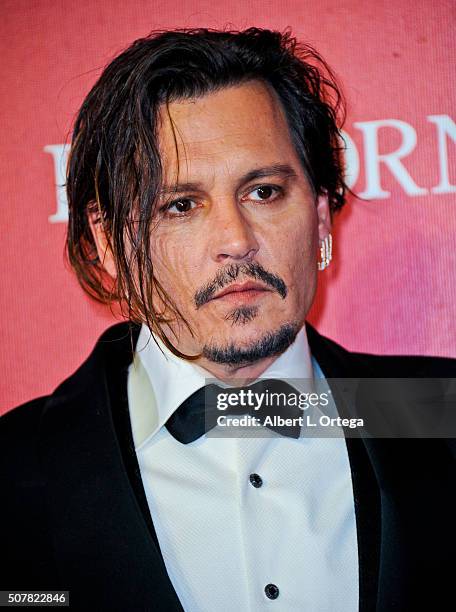 Actor Johnny Depp arrives for the 27th Annual Palm Springs International Film Festival Awards Gala held at Palm Springs Convention Center on January...