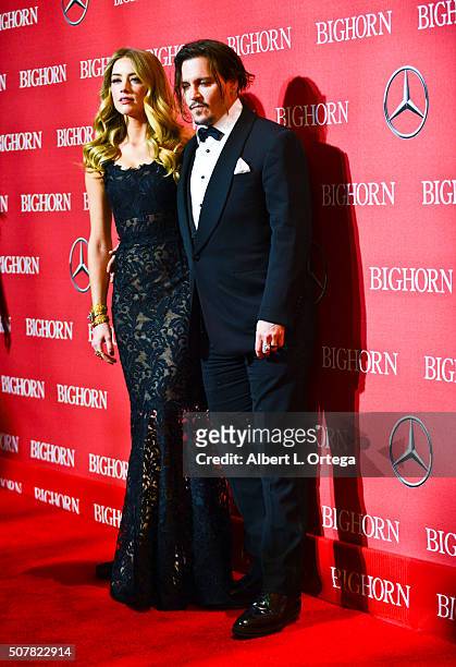 Actress Amber Heard and actor Johnny Depp arrive for the 27th Annual Palm Springs International Film Festival Awards Gala held at Palm Springs...