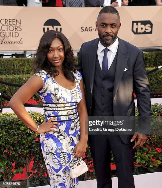 Actor Idris Elba and Isan Elba arrive at the 22nd Annual Screen Actors Guild Awards at The Shrine Auditorium on January 30, 2016 in Los Angeles,...