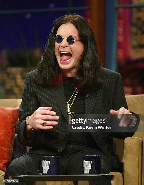 Singer Ozzy Osbourne appears on "The Tonight Show with Jay Leno" at the NBC Studios on April 28, 2004 in Burbank, California.