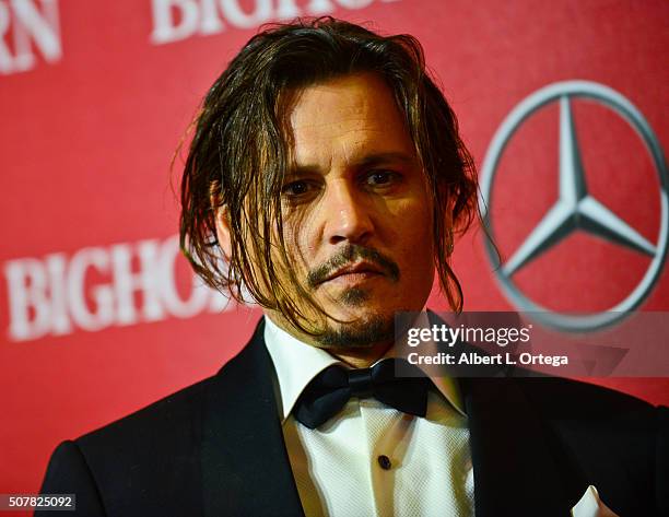 Actor Johnny Depp arrives for the 27th Annual Palm Springs International Film Festival Awards Gala held at Palm Springs Convention Center on January...