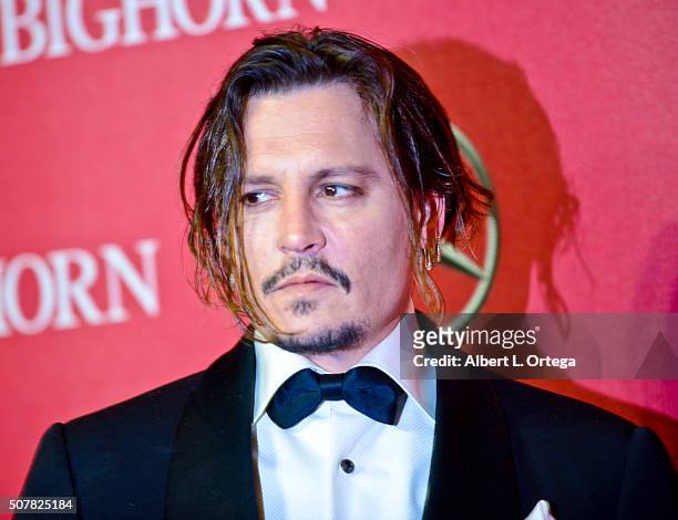 Actor Johnny Depp arrives for the 27th Annual Palm Springs International Film Festival Awards Gala held at Palm Springs Convention Center on January...