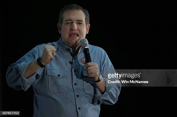 Republican presidential candidate Sen. Ted Cruz speaks to Iowa voters at the Iowa State Fairgrounds January 31, 2016 in Des Moines, Iowa. The U.S....