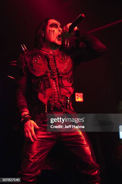 Singer Dani Filth of Cradle of Filth performs at The Fillmore Charlotte on January 31, 2016 in Charlotte, North Carolina.