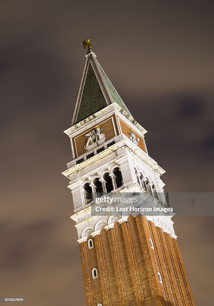 St. Mark's Basilica Bell Tower at night, Venice, Veneto, Italy