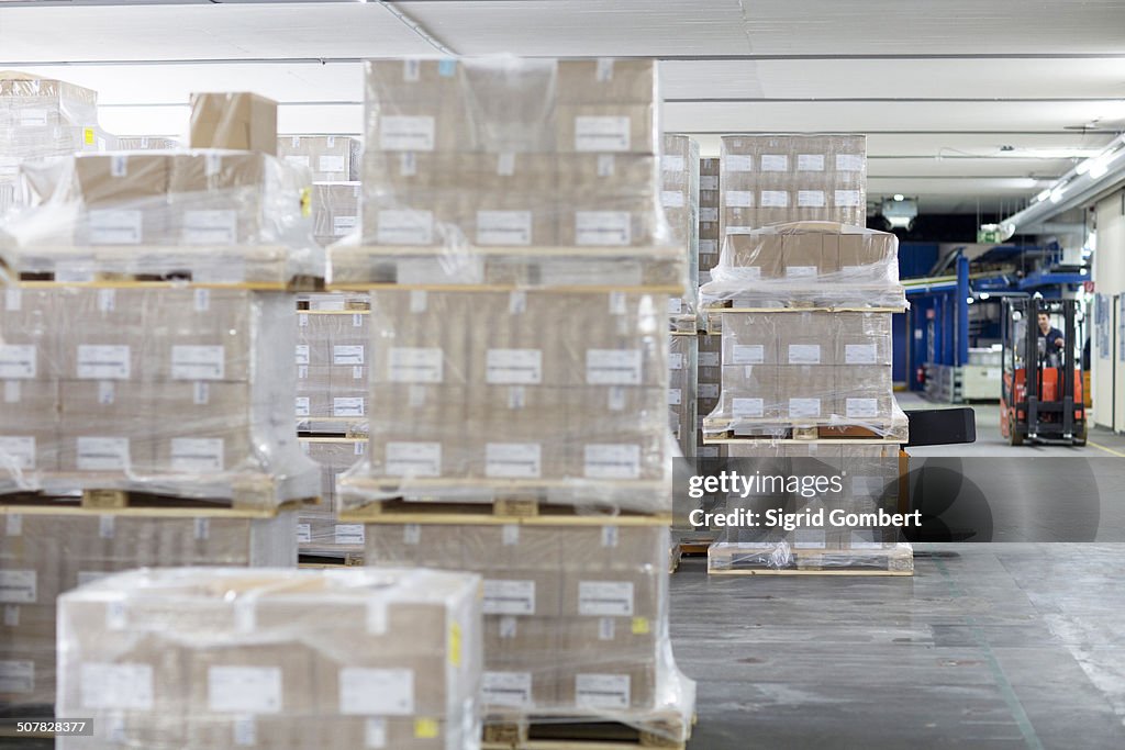 Pallets of stock in warehouse