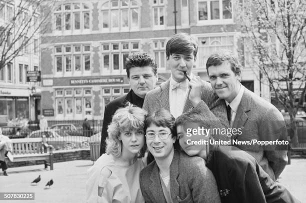 Stars of the television comedy series Alfresco posed together in London on 25th April 1983. Clockwise from top left: Robbie Coltrane, Stephen Fry,...