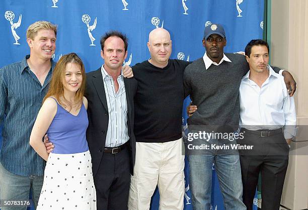 Actors Kenneth Johnson, Cathy Ryan, Walton Goggins, creator Shawn Ryan, actors Michael Jace and Benito Martinez arrive at the Academy of Television...