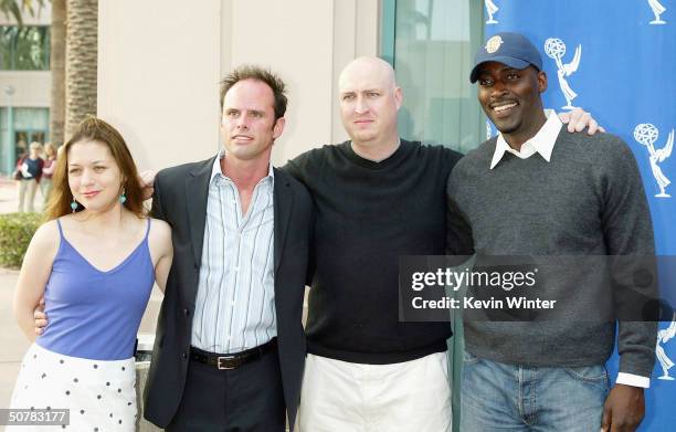 Actors Cathy Ryan, Walton Goggins, creator Shawn Ryan and actor Michael Jace pose at the Academy of Television Arts and Sciences' "Behind The Scenes...