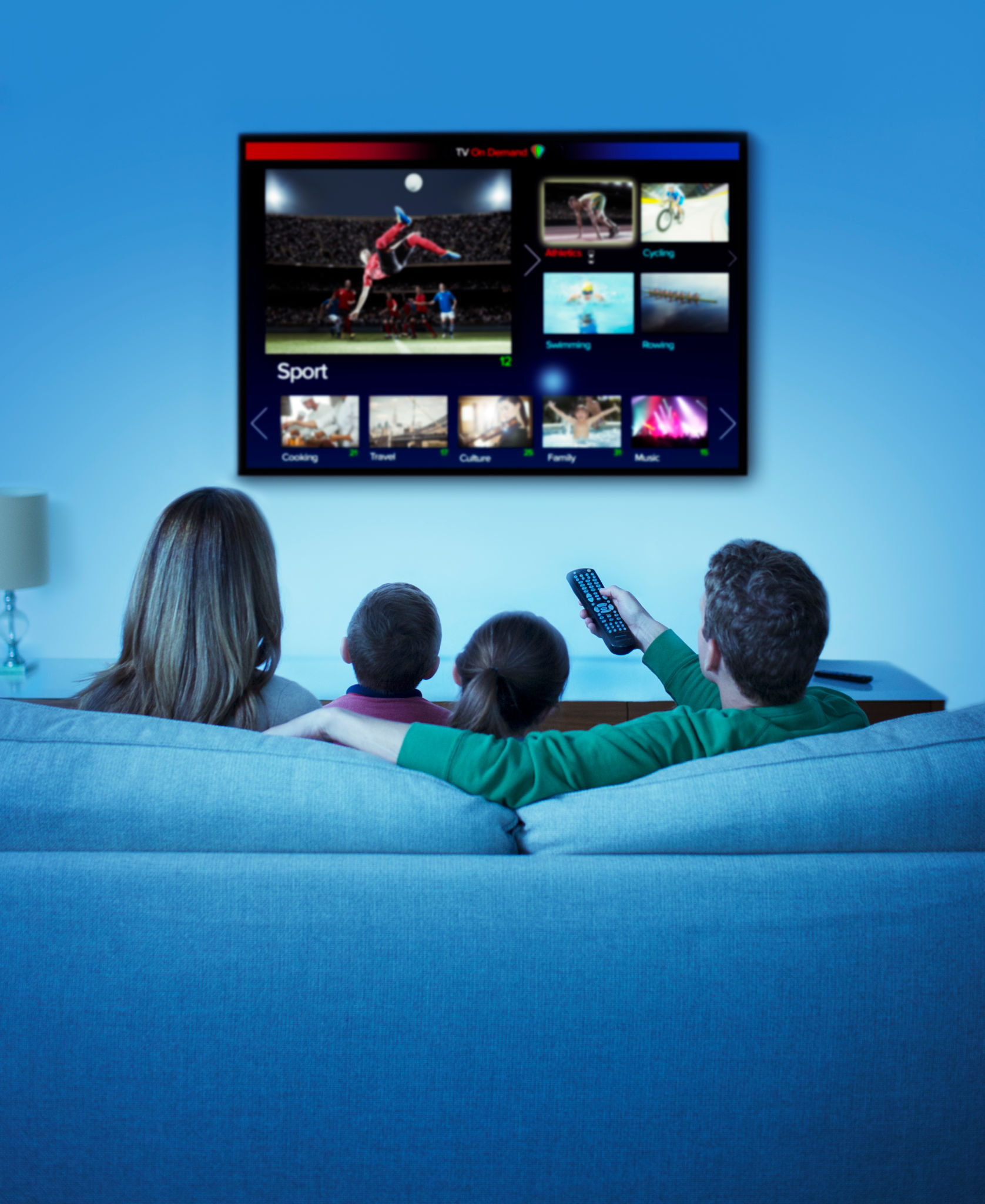 family watching tv