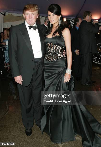 Donald Trump and girlfriend Melania Knauss attend the "Dangerous Liaisons: Fashion and Furniture in the 18th Century" Costume Institute benefit gala...