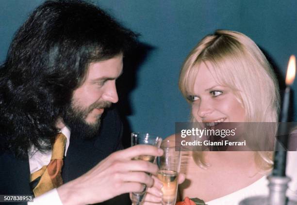 Spanish singer Camilo Sesto with his girlfriend Argentina singer Marcia Bell Madrid, Spain. .