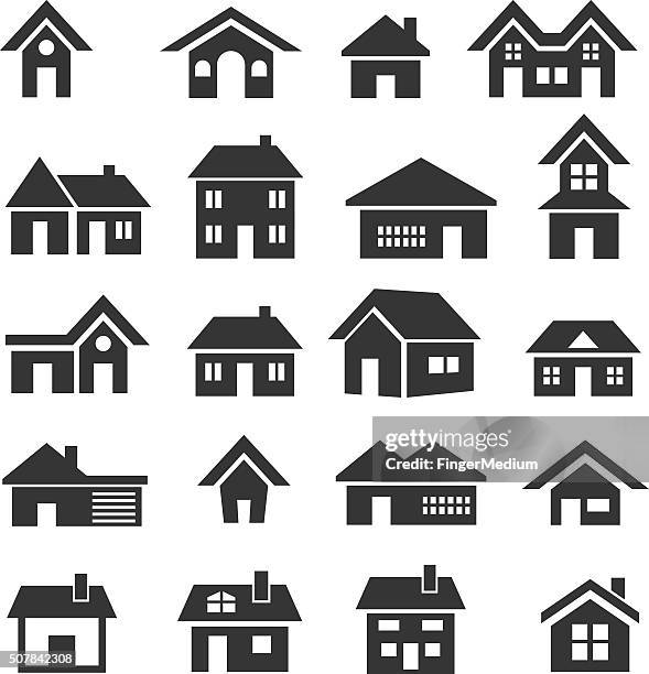 house icon set - roof stock illustrations