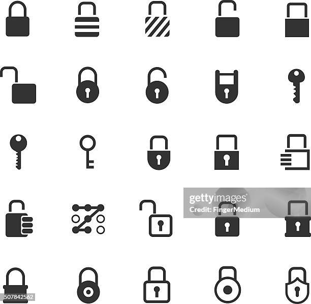 stockillustraties, clipart, cartoons en iconen met lock icon set - beeldtechniek