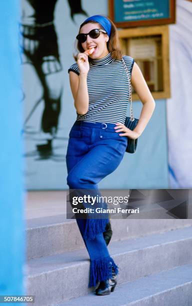 The Spanish actress Concha Velasco in a photo shoot in the Plaza de Espana Madrid, Spain. .