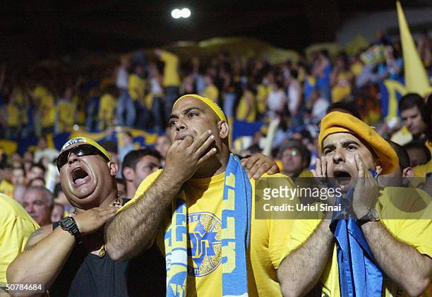 Maccabi Tel Aviv fans urge their team on during their semi-final match against CSKA Moscow April 29, 2004 in the 2004 Euroleague Final Four...