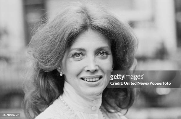 American actress Gayle Hunnicutt who plays Irene Adler in the British television series The Adventures of Sherlock Holmes, in Golden Square, London...