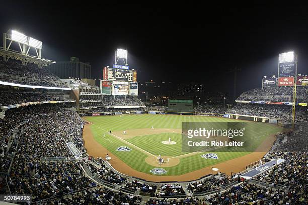 General view of PETCO Park during the home opener between the San Diego Padres and the San Francisco Giants on April 8, 2004 in San Diego,...