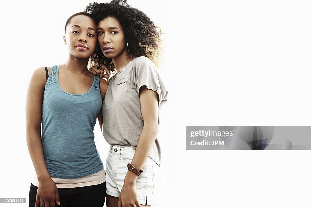 Studio portrait of two young women