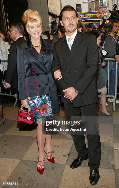 Socialite Ivana Trump and boyfriend Rossano Rubicondi attend the opening for "Bombay Dreams" at the Broadway Theatre April 29, 2004 in New York City.