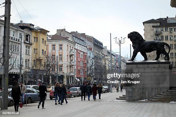 General street view on January 31, 2016 in Sofia, Bulgaria.