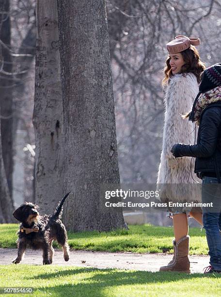 Blanca Suarez is seen during the filming of 'Lo Que Escondian Sus Ojos' Tv serie on January 29, 2016 in Madrid, Spain.
