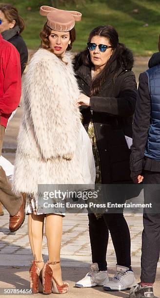 Blanca Suarez is seen during the filming of 'Lo Que Escondian Sus Ojos' Tv serie on January 29, 2016 in Madrid, Spain.