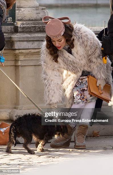 Blanca Suarez is seen during the filming of 'Lo Que Escondian Sus Ojos' Tv serie on January 29, 2016 in Madrid, Spain.