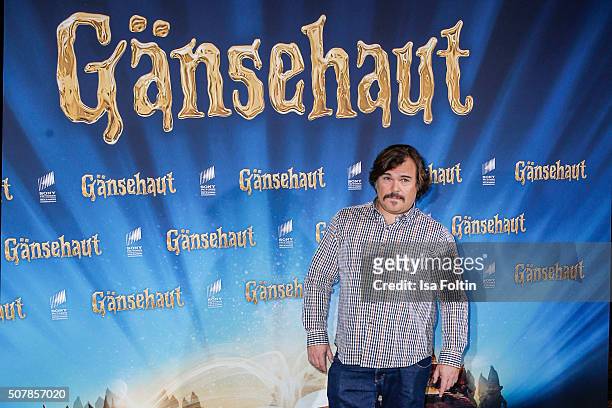 Jack Black attends a photo call for the film 'Goosebumps' at Hotel Adlon on February 1, 2016 in Berlin, Germany.