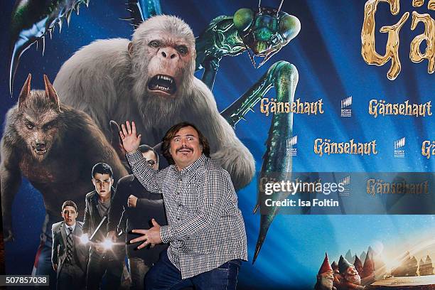 Jack Black attends a photo call for the film 'Goosebumps' at Hotel Adlon on February 1, 2016 in Berlin, Germany.