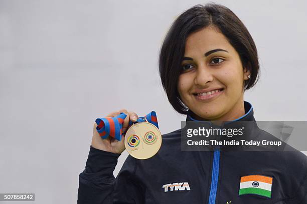 Indian shooter Heena Sidhu earned a quota place for this year's Olympic Games in Rio after winning the gold medal in womens 10-metre air pistol event...