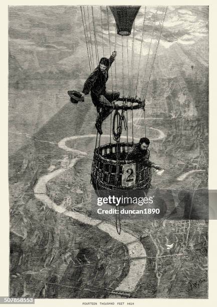 stockillustraties, clipart, cartoons en iconen met hot air balloon over london - thames river