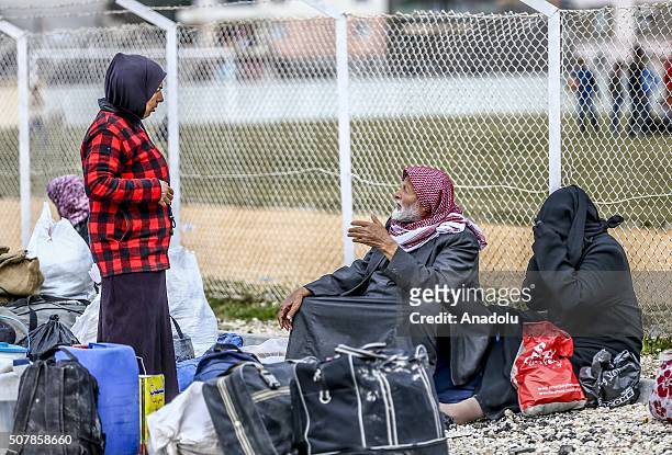 Turkmen and Arab families, fled from their homes due to Russian and Assad Regime forces attacks to Turkmen villages in Lattakia, wait for...