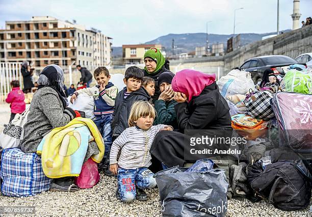 Turkmen and Arab families, fled from their homes due to Russian and Assad Regime forces attacks to Turkmen villages in Lattakia, wait for...