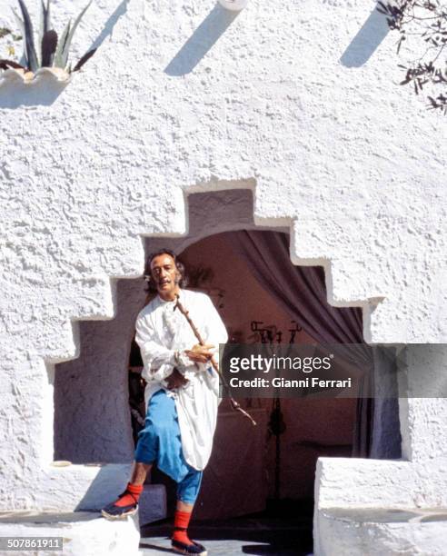 The Spanish painter Salvador Dali during the recording of the program "Double Image" of the Spanish Television, 26th January1969, Port Lligat,...