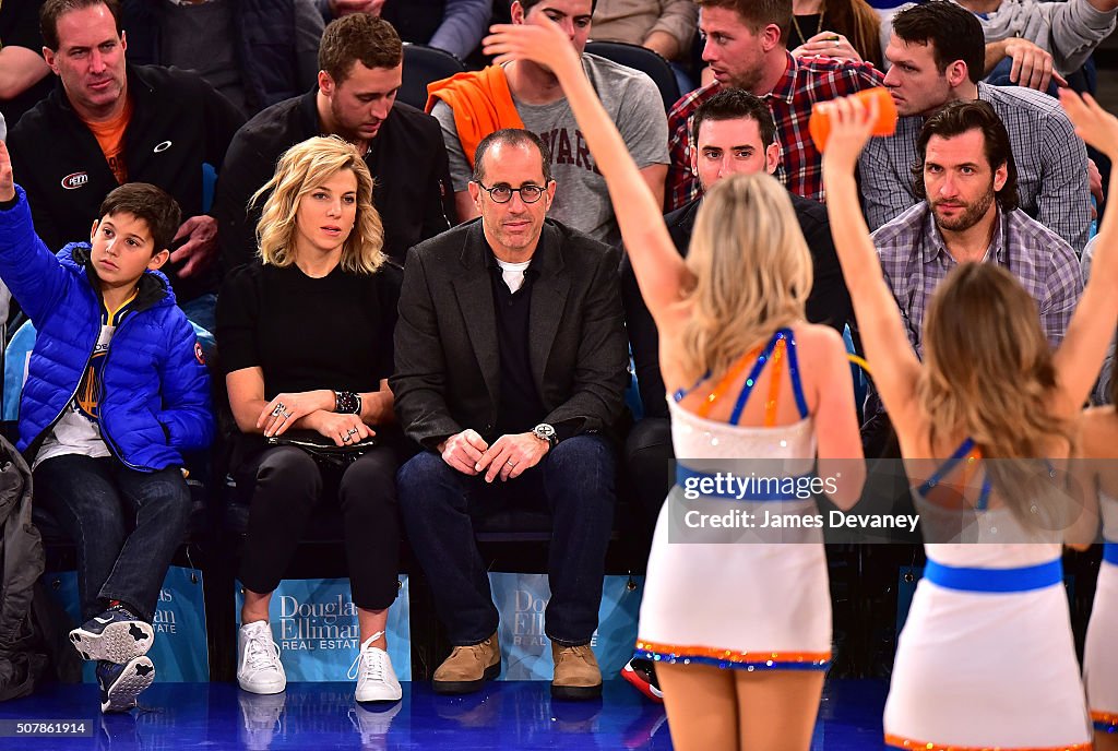 Celebrities Attend The Golden State Warriors Vs New York Knicks Game - January 31, 2016