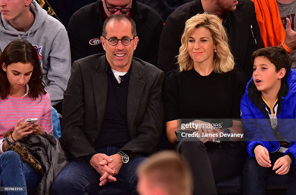 Celebrities Attend The Golden State Warriors Vs New York Knicks Game - January 31, 2016