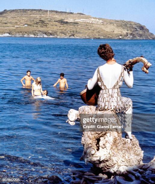 The Spanish painter Salvador Dali during the recording of the program "Double Image" of the Spanish Television, 26th January1969, Port Lligat,...