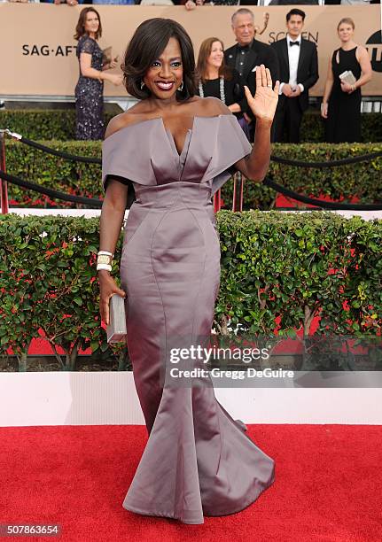 Actress Viola Davis arrives at the 22nd Annual Screen Actors Guild Awards at The Shrine Auditorium on January 30, 2016 in Los Angeles, California.