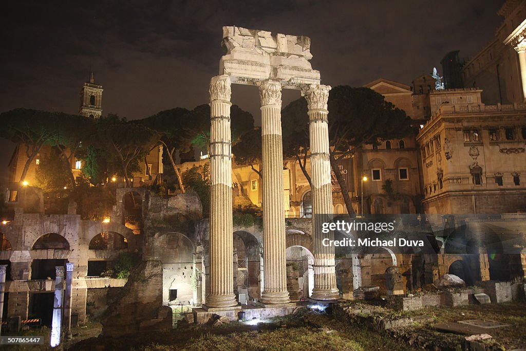 Capitoline Hill, Roman Ruins at night