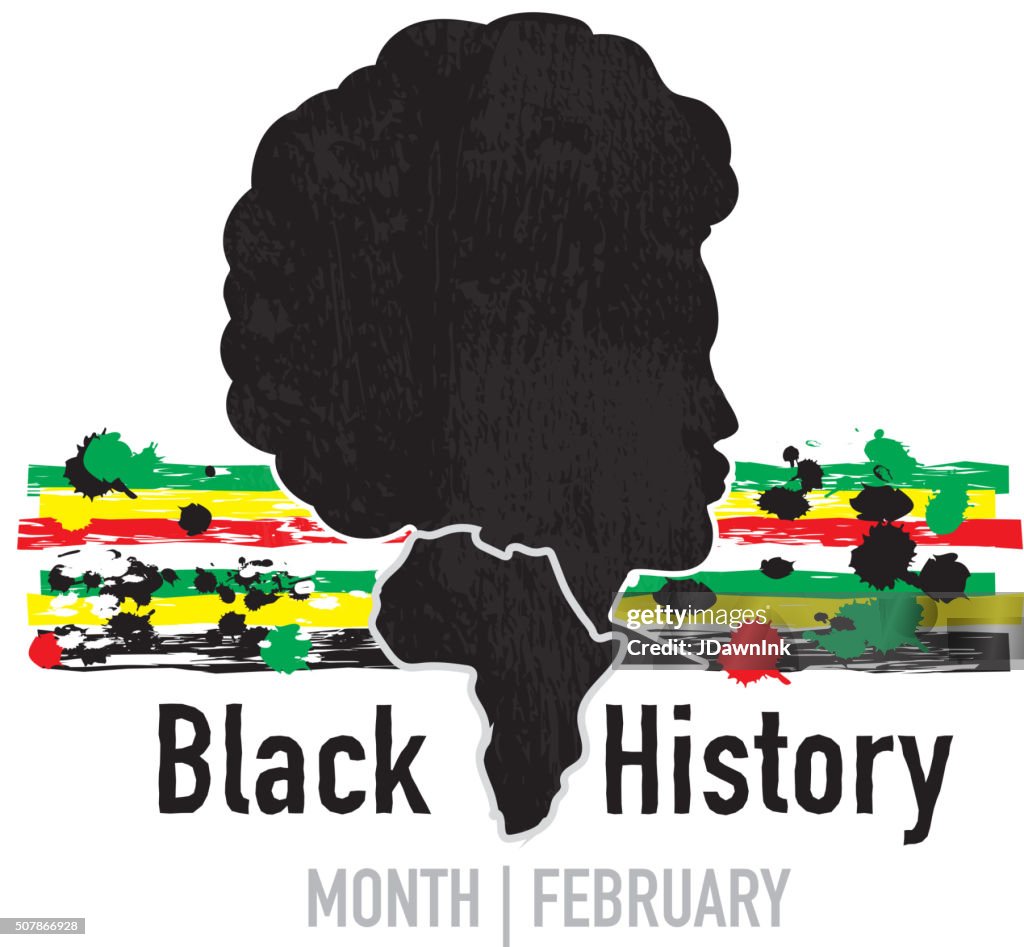 Black History month emblem design with side view of man