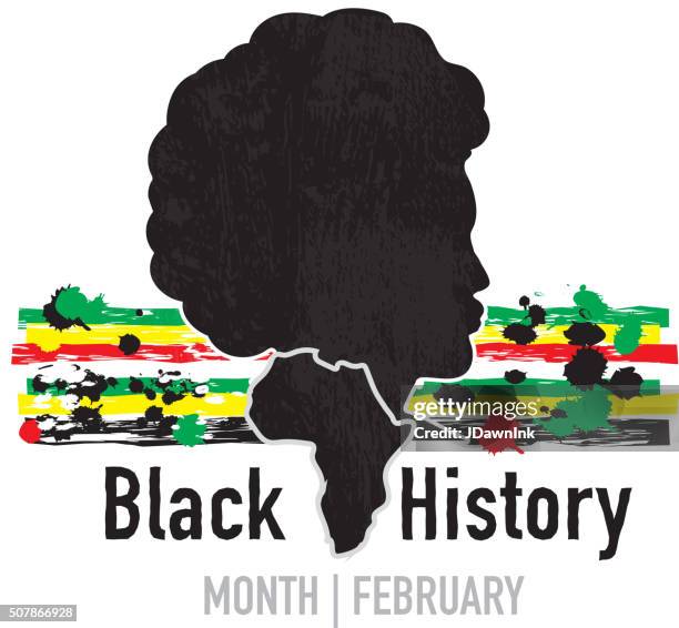 black history month emblem design with side view of man - black american culture stock illustrations