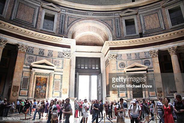pantheon interior with tourists - pantheon stock pictures, royalty-free photos & images