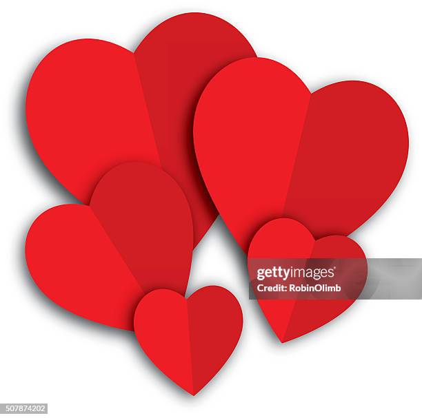 red paper hearts - robinolimb heart stock illustrations