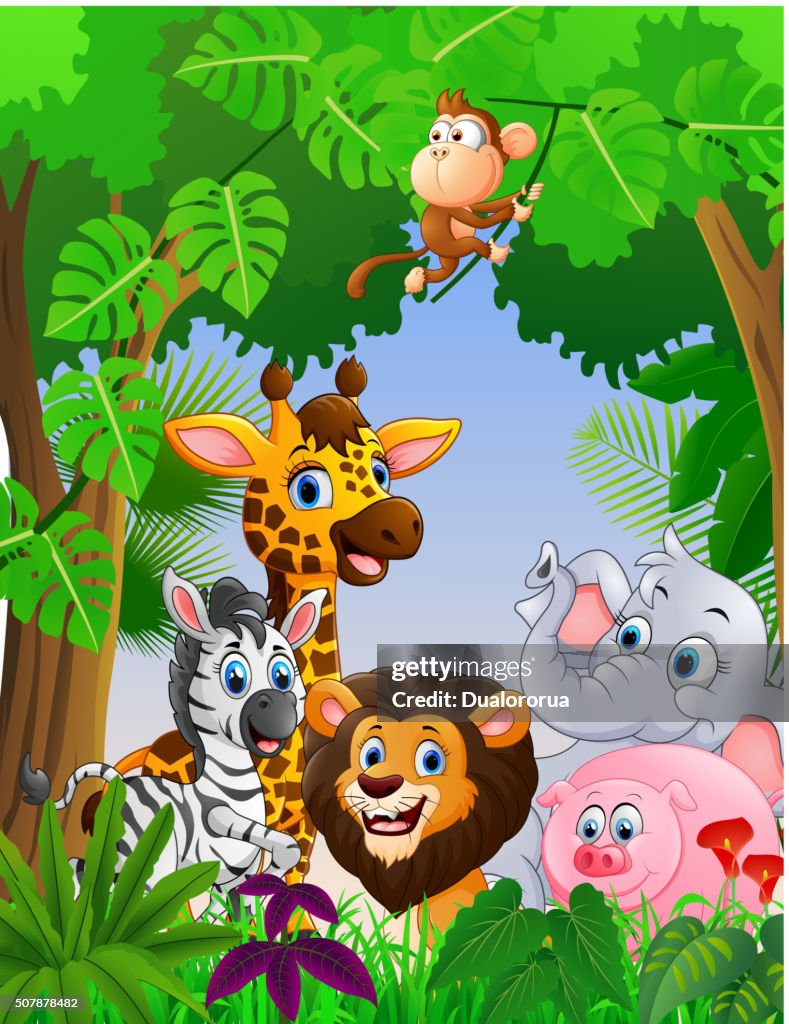 Cartoon Safari Animal In The Jungle High-Res Vector Graphic - Getty Images