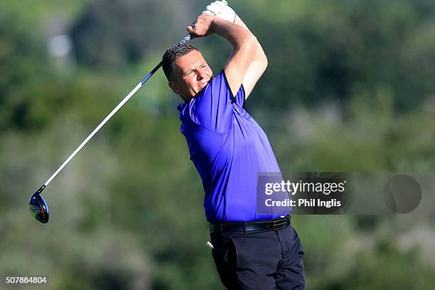 Stuart Henderson in action during the first round of European Senior Tour Qualifying School Finals played at Pestana Resort Vale da Pinta on February...