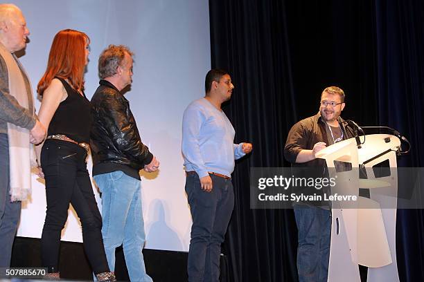 Philippe Nahon, Justine Le Pottier, Dominique Pinon, Gil Pinheiro and Pascal Thiebaux attend Closing Ceremony of 23rd Gerardmer Fantastic Film...