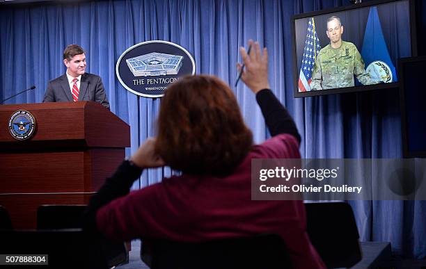 Combined Joint Task Force Commander Army Lt. Gen. Sean MacFarland answers questions via teleconference from Baghdad, Iraq as Pentagon Press Secretary...